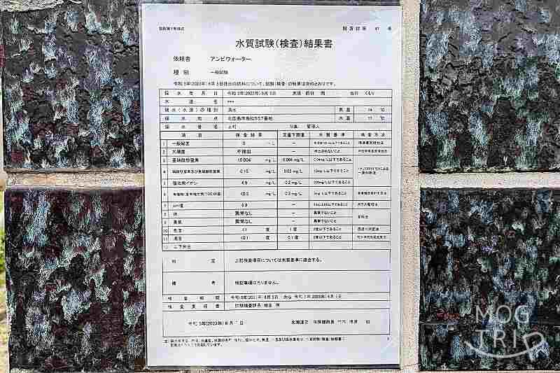 アンビウォーターの「水質検査表」