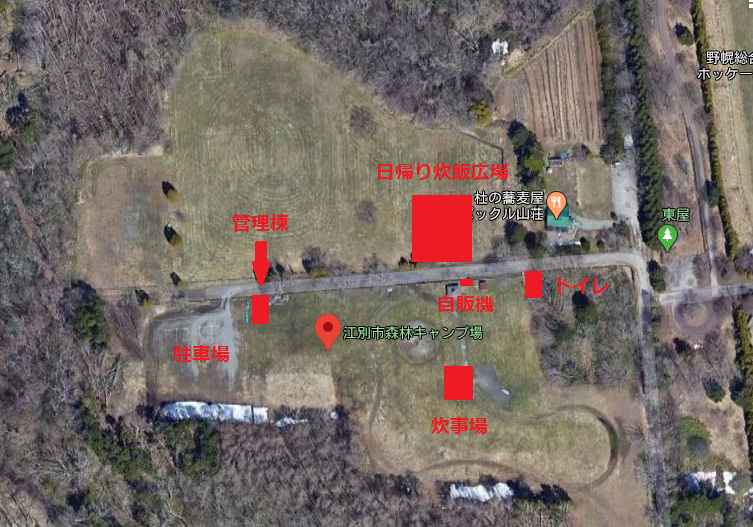 江別市森林キャンプ場の全体図