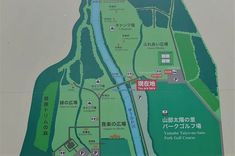 山部自然公園太陽の里キャンプ場の全体図