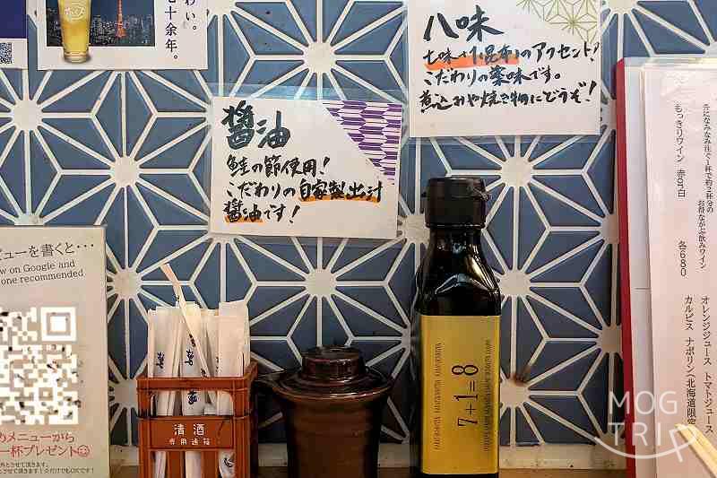 大衆酒場有頂天の「しょう油・八味」