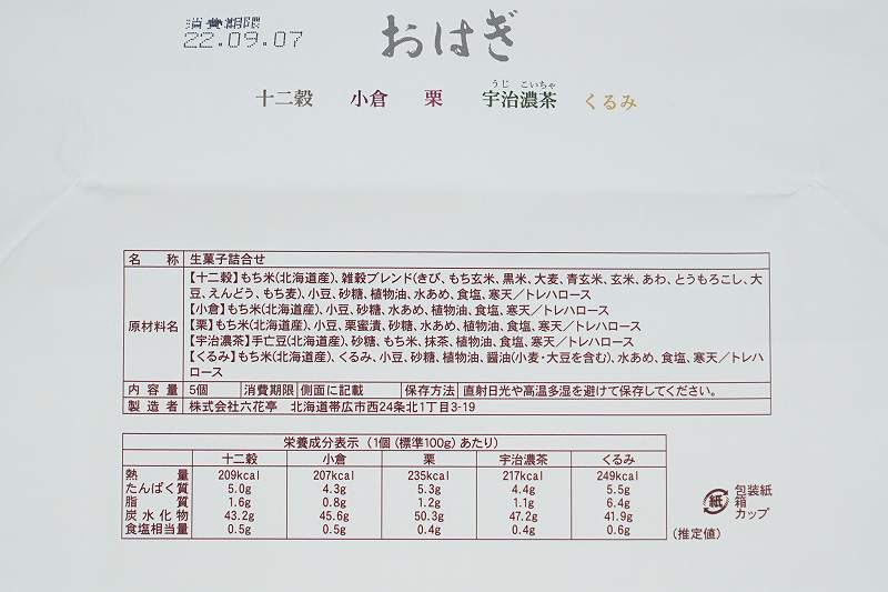 原材料・成分表示など