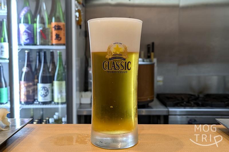 立ち喰い寿司あきら札幌店の「生ビール」