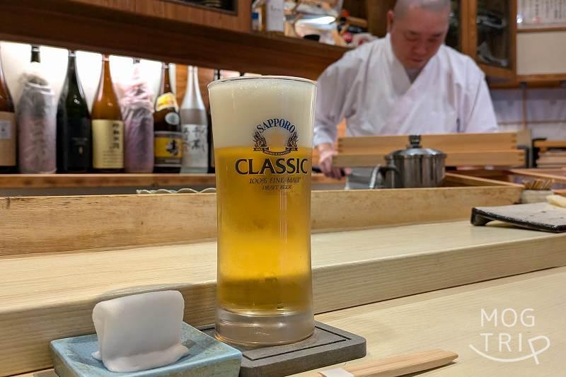 寿司・肴処くりやの「サッポロクラシック」