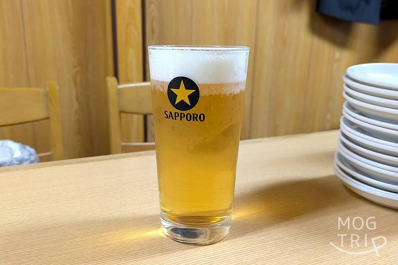 中国東北飯店の生ビールは「サッポロ」