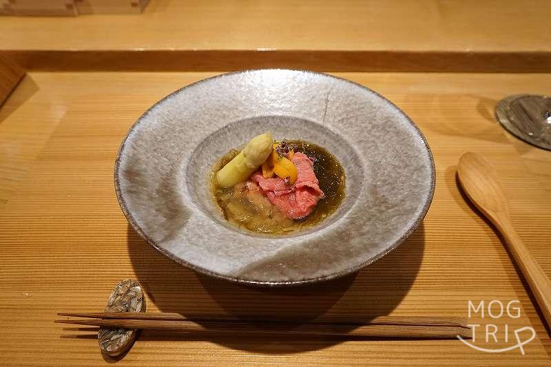 雪花菜の和牛の「冷しゃぶ」