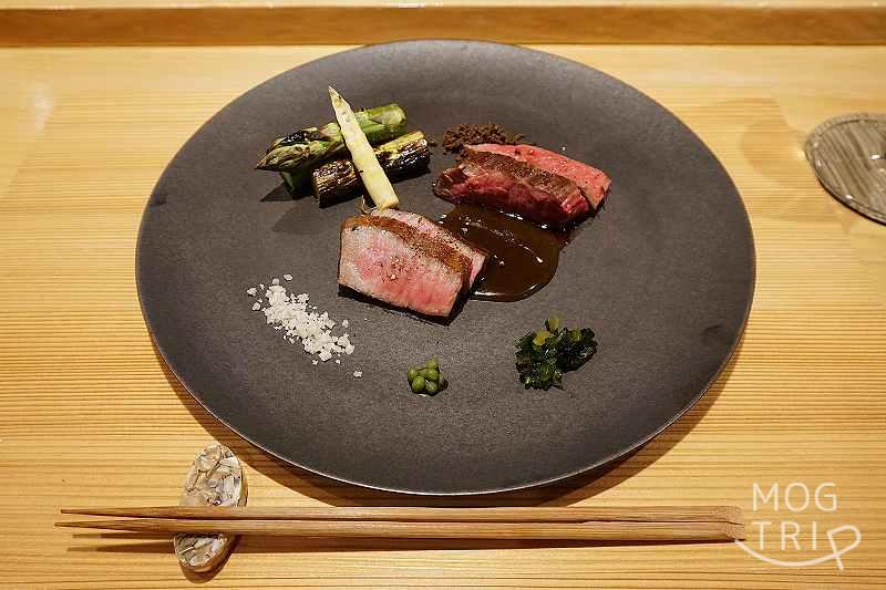 雪花菜の宮崎和牛「イチボ・シンタマ」のステーキ