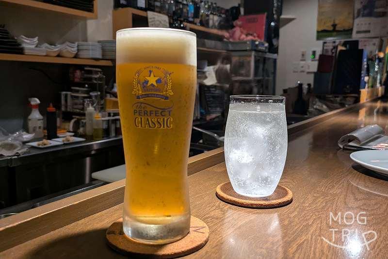 鉄板焼きじゅっての生ビール「パーフェクトクラシック」