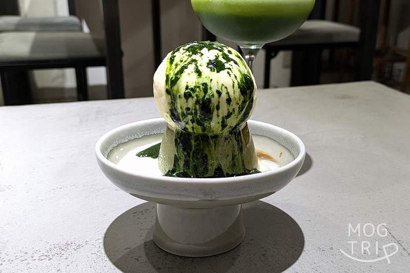 蒼氓茶寮の「抹茶プリンアフォガード」
