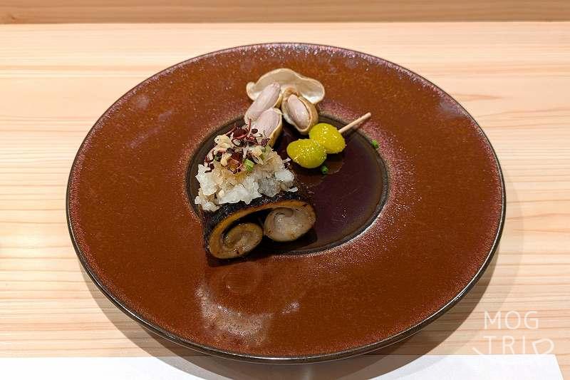 維采の鉄板焼「サンマ・銀杏・落花生」