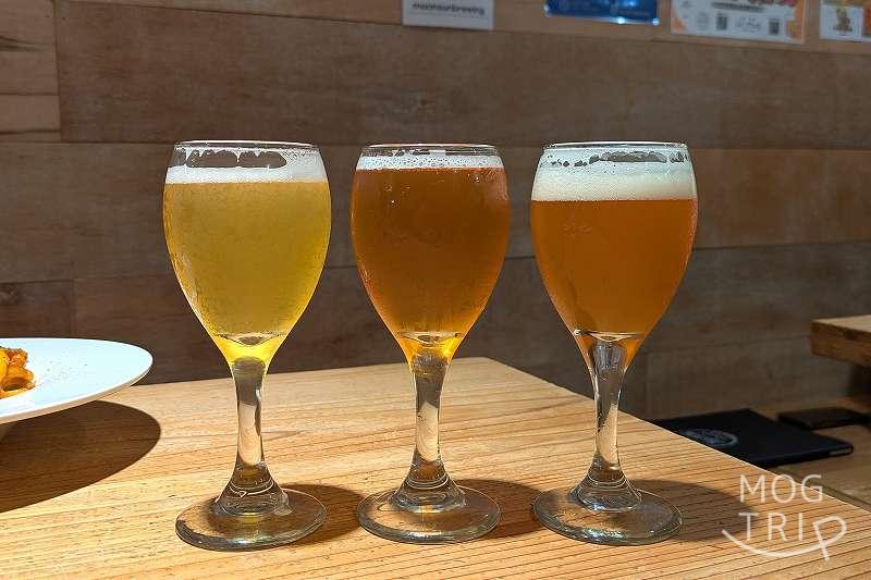 月と太陽ブルーイング本店の「選べる3種飲み比べ」