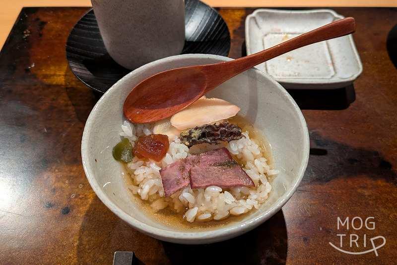 SAWAKAの「ご飯・モリーユ茸・干瓢・ビーフリブ・生姜」