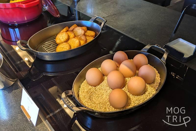 ハイアットセントリック札幌の朝食ビュッフェ:ハッシュドポテト・温玉